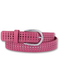 Bernd Götz BERND GÖTZ Damen Ledergürtel, pink, casual, Gr. 80, Ausstanzungen, unifarben, genarbt, Leder, Gürtel, mit stylischem Rasterdesign