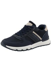 Tom Tailor Herren Sneaker, Gr. 43, blau, Lederimitat, Textil, sportlich, Schuhe, Freizeitschuh, Halbschuh, Schnürschuh mit Kontrastbesatz