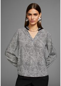HECHTER PARIS Damen Druckbluse, schwarz-weiß, feminin, Gr. 38, Obermaterial: 100% Viskose, Blusen, mit Kontrastkragen