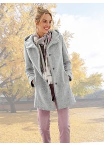 Manisa Damen Langjacke, grau, Gr. 38, gemustert, 75% Polyester, 25% Wolle, Jacken