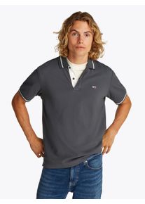 Tommy Jeans Herren Poloshirt "TJM REG TIPPED POLO", schwarz, casual, Gr. M, Jersey, Obermaterial: 100% Baumwolle, Shirts, mit Streifendetails
