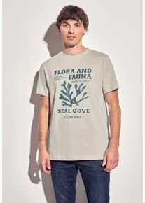 Street One MEN Herren T-Shirtbasic beige, casual, Gr. XXL, bedruckt, Web, 100% Baumwolle, Shirts, mit Rundhalsausschnitt