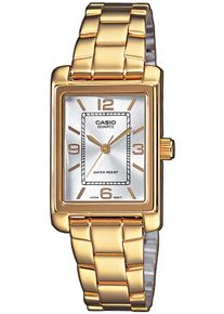 Damen Quarzuhr, gold, CASIO TIMELESS COLLECTION, Armbanduhren, Armbanduhr, Damenuhr, analog, Lederarmband