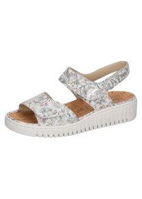 Waldläufer WALDLÄUFER Damen Plateausandale "K-VALERIE", Gr. 5, bunt, Nubukleder, metallic, geblümt, klassisch, Schuhe, Sommerschuh, Klettschuh, Sandalette in