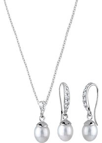 Elli Damen Ohrring und Ketten Set "Multipack Schmuck Geschenk Silber 925 Ohrringe Halskette", 45, silber, Silber 925 (Sterlingsilber), Perlen,