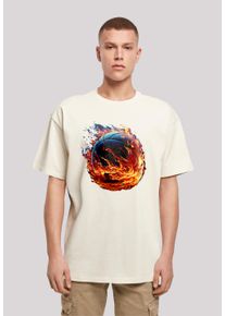 F4NT4STIC Herren T-Shirt "Basketball On Fire Sport OVERSIZE TEE", beige, casual, Gr. XXL, Obermaterial: 100% Baumwolle, Shirts, Print