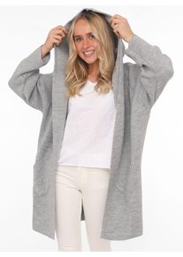 Zwillingsherz Damen Strickjacke ""Annabell"", grau, modisch, unifarben, meliert, Obermaterial: 60% Polyamid, 20% Polyester, 15% Wolle, 5% Alpaka,