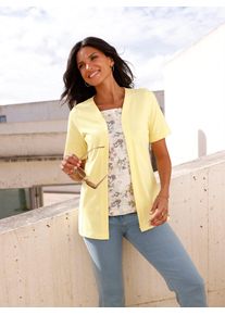 Classic Basics Damen Shirtjacke "Shirtjacke", gelb, Gr. 52, geblümt, gemustert, unifarben, 100% Baumwolle, Shirts