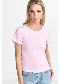 RICHROYAL Damen Kurzarmshirtspring blush, casual, Gr. XS, unifarben, Single Jersey, Obermaterial: 70% Viskose, 27% Polyester, 3% Elasthan, Shirts,