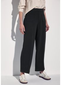 Street One Damen Stoffhose, schwarz, casual, Gr. 38, unifarben, Web, Obermaterial: 61% Viskose, 32% Polyamid, 7% Elasthan, Hosen, mit Aufgesetzten