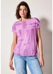Cecil Damen Print-Shirtanemone pink, casual, Gr. L, bedruckt, Stoff, 65% Polyester, 35% Viskose, Shirts, mit Tunnelzug am Saum