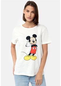 Recovered Damen T-Shirt "Mickey Mouse Phone", beige, casual, Gr. L, bedruckt, 100% Baumwolle, Shirts, mit niedlichem Frontprint