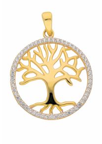 Adelia´s ADELIA ́S Damen Ketten-Anhänger "Damen 333 Gold Anhänger Lebensbaum mit Zirkonia Ø 19,7 mm", Weißgold 333, gold, Weißgold 333, Schmuckanhänger, mit