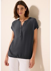 Cecil Damen Kurzarmblusevolcanic grau, casual, Gr. XS, unifarben, Web, Obermaterial: 100% Viskose, Blusen, mit geschlitztem Ausschnitt und Knopfleiste