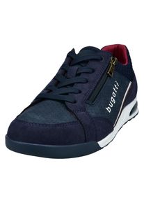 Bugatti Herren Sneaker, Gr. 40, blau, Lederimitat, Textil, sportlich, Schuhe, Schnürschuh, Halbschuh, Freizeitschuh mit Kontrastbesätzen