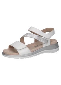 Caprice Damen Riemchensandale, Gr. 41, silber, Leder, sportlich, Schuhe, Keilsandalette, Bequemschuh, Sommerschuh im Metallic-Look