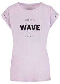 Merchcode Herren T-Shirt "Merchcode Damen Ladies Summer - Life is a wave T-Shirt", lila, casual, Gr. 4XL, bedruckt, 100% Baumwolle, Shirts