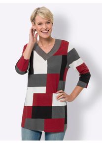 Classic Basics Damen Longshirt "Longshirt", rot, Gr. 56, gemustert, mehrfarbig, bedruckt, 100% Baumwolle, Shirts