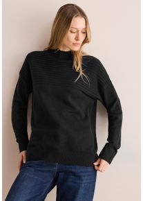 Cecil Damen Stehkragenpullover, schwarz, casual, Gr. XXL, Strick, Obermaterial: 37% Baumwolle, 34% Polyacryl, 26% Polyester, 3% Elasthan, Pullover,