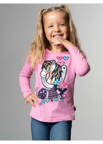 TRIGEMA Kinder Longsleeve "TRIGEMA Langarmshirt mit süßem Pony-Print", pink, casual, Gr. 104, 100% Baumwolle, Shirts