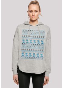 F4NT4STIC Damen Kapuzenpullover "Christmas Fuchs Weihnachten Muster", grau, casual, Gr. XS, Obermaterial: 100% Baumwolle, Pullover, Print