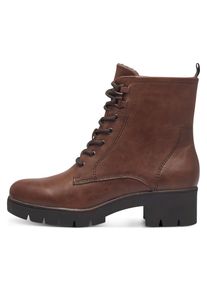 Tamaris Damen Schnürstiefelette, Gr. 40, braun, Lederimitat, used, modisch, Schuhe, Blockabsatz, Schnürboots mit Ösen und Ziernähten