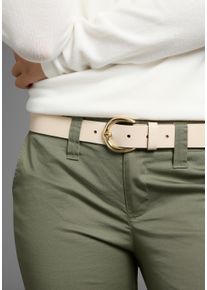 Laura Scott Damen Ledergürtel, beige, feminin, Gr. 115, unifarben, glänzend, Rindsleder, Gürtel, mit goldfarbender runder Schnalle - NEW