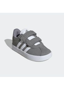 Klettschuh "VL COURT 3.0", adidas Sportswear, Gr. 21, grau, Leder, Synthetik, sportlich, Schuhe, für Kinder, inspiriert vom Design des adidas samba
