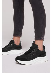 SOCCX Damen Sneaker, Gr. 40, schwarz, Textil, Synthetik, Leder, bestickt, casual, Schuhe, mit Fersenstabilisator