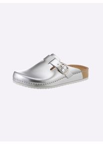 MUBB Damen Clog, Gr. 36, silber, Glattleder, Schuhe