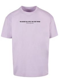 Merchcode Herren T-Shirt "Merchcode Herren Never Give Up Heavy Oversized Tee", lila, casual, Gr. XS, bedruckt, 100% Baumwolle, Shirts