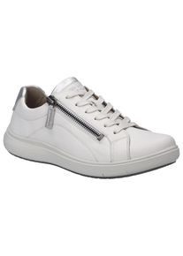 Josef Seibel Damen Sneaker "Megan 01", Gr. 40, silber, Leder, metallic, casual, Schuhe, Schnürschuh, Komfortschuh mit zusätzlichem Reißverschluss