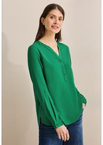 Cecil Damen Langarmbluse, grün, casual, Gr. XL, unifarben, Stoff, 100% Viskose, Blusen, mit dekorativer Knopfleiste