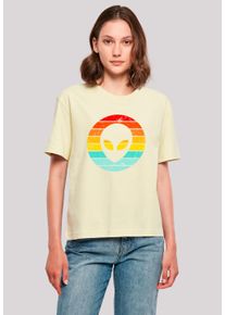 F4NT4STIC Damen T-Shirt "Alien Retro Sonnenuntergang", gelb, casual, Gr. M, Obermaterial: 100% Baumwolle, Shirts, Premium Qualität