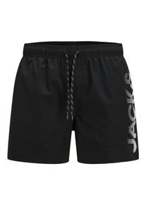 Jack & Jones PlusSize Herren Badeshorts "JPSTMAUI JJSWIM SPLICE LOGO AKM SN PLS", schwarz, modisch, Gr. 44, JACK & JONES PLUSSIZE, bedruckt, Recycling-Polyamid, Badehosen