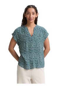 Tom Tailor Damen Kurzarmbluseabstract tel grün grid design, casual, Gr. 34, Obermaterial: 100% Viskose, Blusen, im Loose Fit