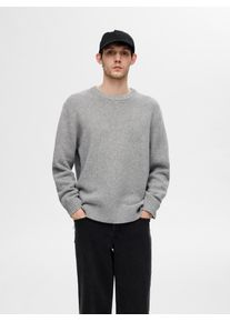 Selected Homme Herren Strickpullover "SLHCODY LS KNIT RELAXED CREW NECK NOOS", grau, modisch, Gr. XXL, unifarben, Strick, Obermaterial: 65% Wolle,