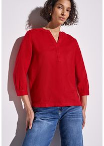 Street One Damen Klassische Bluse, rot, casual, Gr. 34, unifarben, Web, Obermaterial: 60% Leinen, 40% Baumwolle, Blusen, mit 3/4-Ärmel