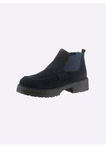 Heine Damen Stiefelette, Gr. 37, blau, Leder, Rindsleder, Veloursleder, modisch, Schuhe