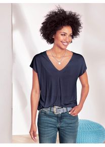 Heine Damen Kurzarmshirt "Shirt", blau, Gr. 44, unifarben, 100% Viskose, Shirts