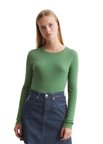 Marc O'Polo Damen Langarmshirt "aus Organic Cotton", grün, Gr. XL, MARC O'POLO DENIM, unifarben, Obermaterial: 100% Baumwolle, Shirts