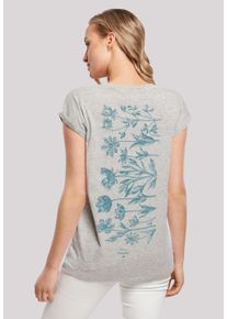 F4NT4STIC Damen T-Shirt "Blumenmuster Blau", grau, casual, Gr. L, Obermaterial: 100% Baumwolle, Shirts, Print