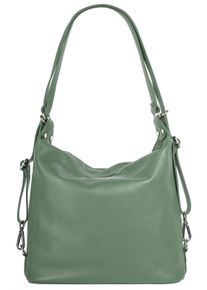 Samantha Look Damen Shopper, grün, Leder, unifarben, leicht glänzend, Taschen, echt Leder, Made in Italy