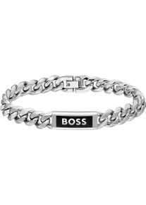BOSS Herren Armband "KASSY EMBLEM, 1580679M", M, Edelstahl, schwarz, Edelstahl, Armbänder, mit Emaille