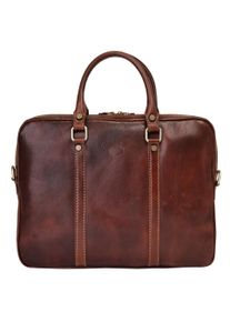 Pike PIKÉ Damen Aktentasche, braun, Leder, glänzend, beschichtet, Taschen, echt Leder, Made in Italy