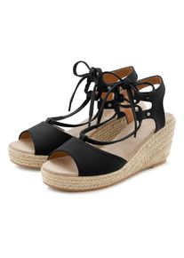 Lascana Damen Keilsandalette "Sommerschuh", Gr. 36, schwarz, Obermaterial: 100% Textilmaterial. Futter: 100% Lederimitat. Decksohle: 100%
