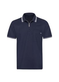 TRIGEMA Herren Poloshirt "TRIGEMA Poloshirt mit Reißverschluss", blau, Basic, Gr. M, 100% Baumwolle, Shirts