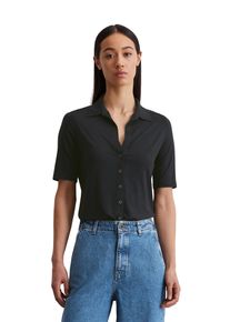 Marc O'Polo MARC O'POLO Damen Kurzarmbluse "aus LENZING ECOVERO ", blau, Gr. XL, unifarben, Obermaterial: 94% Viskose, 6% Elasthan, Blusen