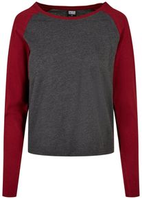 Urban Classics Damen Langarmshirt "Urban Classics Damen Ladies Contrast Raglan Longsleeve", rot, casual, Gr. XL, unifarben, 60% Baumwolle, 40%