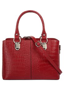 CLUTY Damen Umhängetasche, rot, Leder, Taschen, echt Leder, Made in Italy